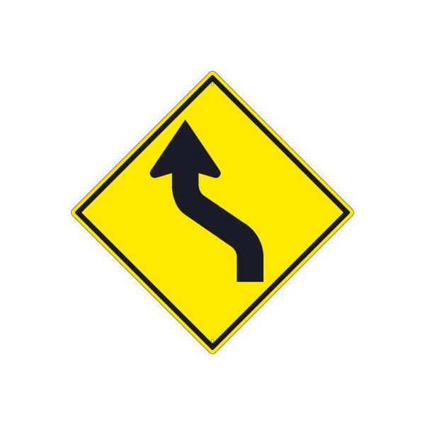 NMC Traffic Sign, Lane Shift Arrow Right Sign, 30in X 30in, Yellow